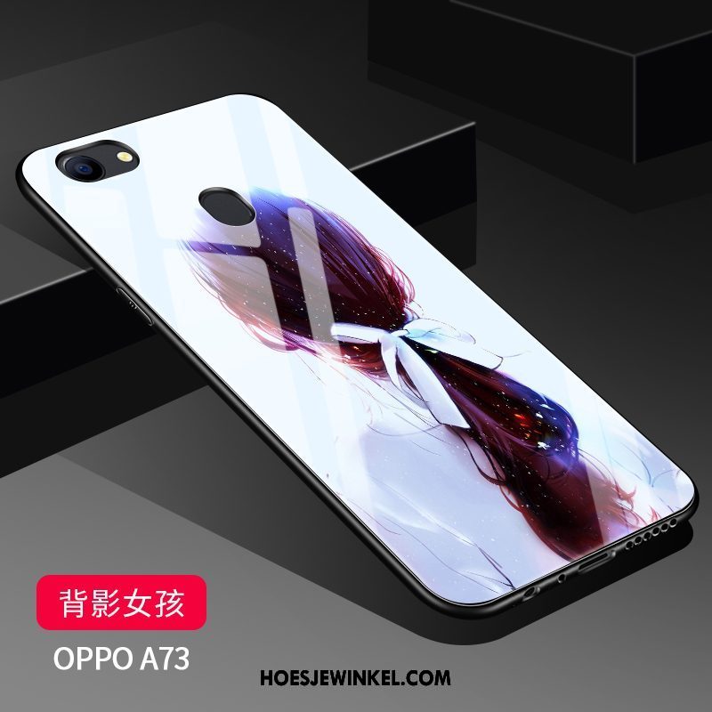 Oppo A73 Hoesje Spotprent Schrobben Bescherming, Oppo A73 Hoesje Glas Zacht