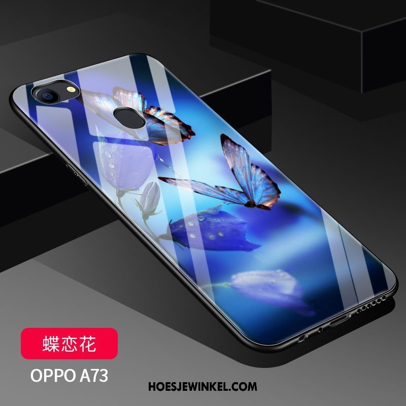 Oppo A73 Hoesje Spotprent Schrobben Bescherming, Oppo A73 Hoesje Glas Zacht