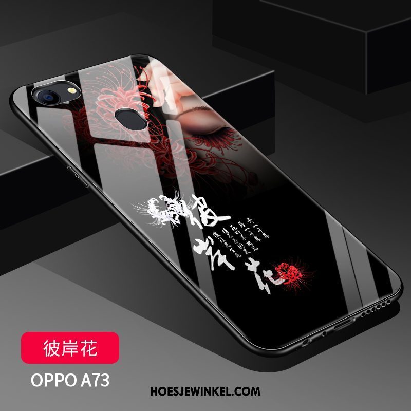 Oppo A73 Hoesje Spotprent Schrobben Bescherming, Oppo A73 Hoesje Glas Zacht