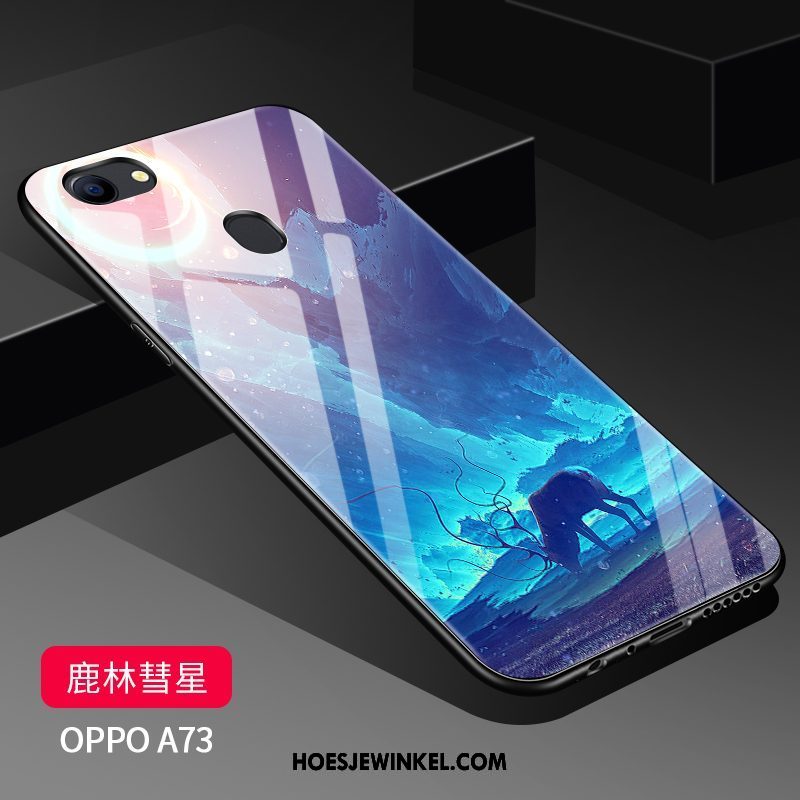 Oppo A73 Hoesje Spotprent Schrobben Bescherming, Oppo A73 Hoesje Glas Zacht