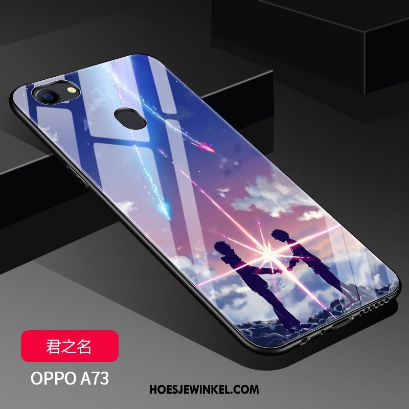 Oppo A73 Hoesje Spotprent Schrobben Bescherming, Oppo A73 Hoesje Glas Zacht