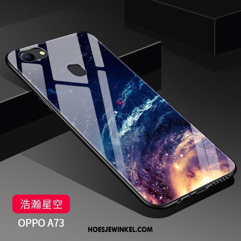 Oppo A73 Hoesje Spotprent Schrobben Bescherming, Oppo A73 Hoesje Glas Zacht