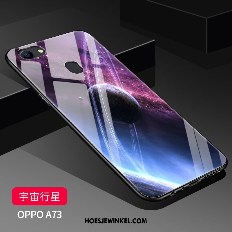 Oppo A73 Hoesje Spotprent Schrobben Bescherming, Oppo A73 Hoesje Glas Zacht