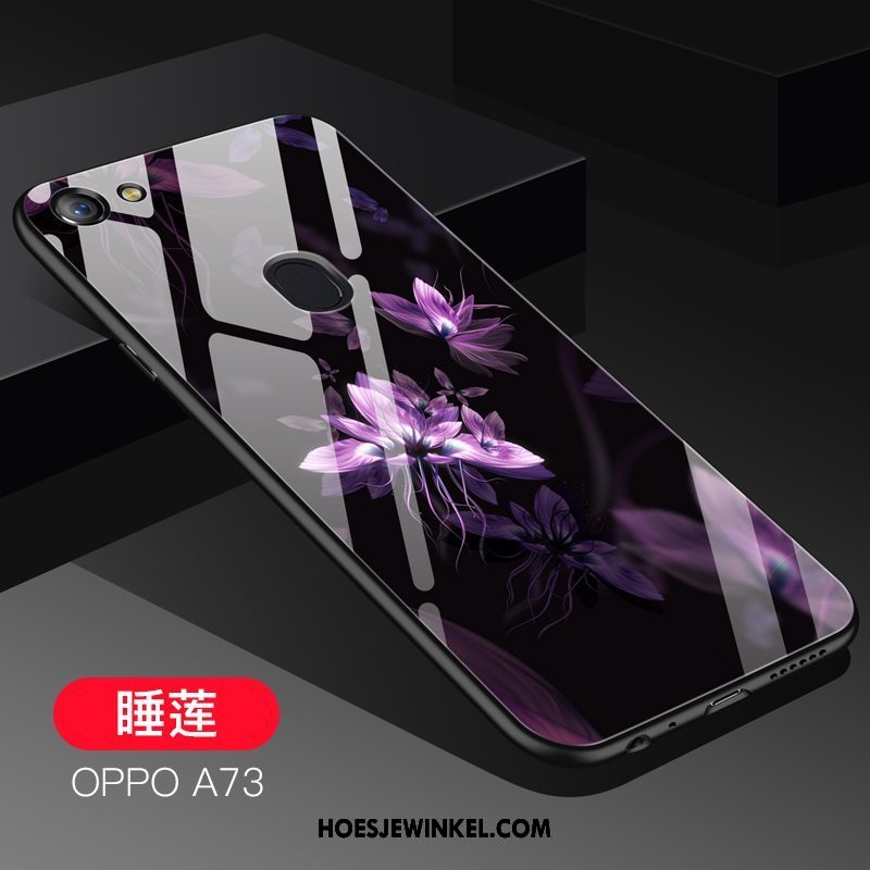 Oppo A73 Hoesje Trendy Merk Gehard Glas Spotprent, Oppo A73 Hoesje Persoonlijk Rood