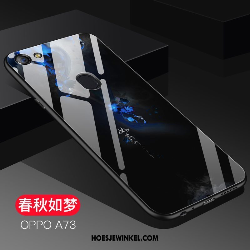 Oppo A73 Hoesje Trendy Merk Gehard Glas Spotprent, Oppo A73 Hoesje Persoonlijk Rood