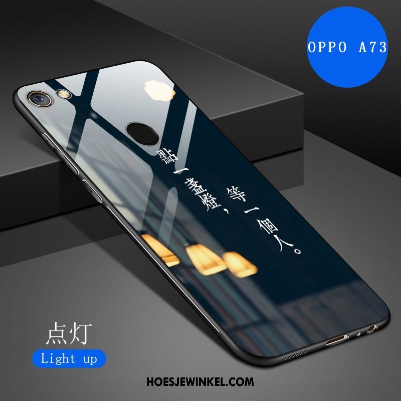 Oppo A73 Hoesje Wit Spotprent Siliconen, Oppo A73 Hoesje Spiegel Kunst