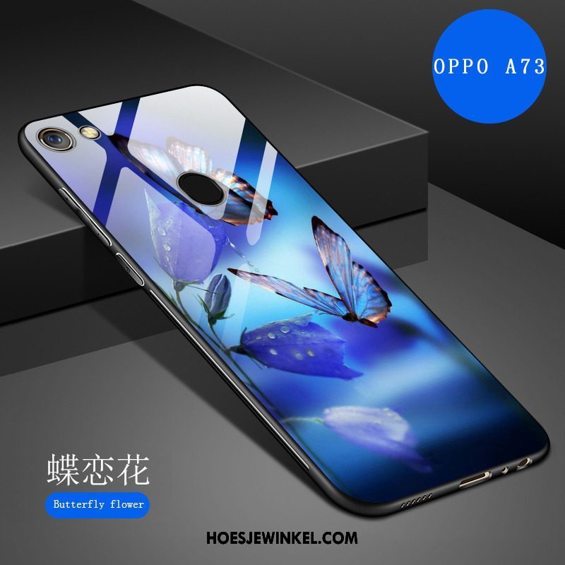 Oppo A73 Hoesje Wit Spotprent Siliconen, Oppo A73 Hoesje Spiegel Kunst