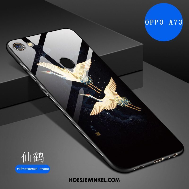 Oppo A73 Hoesje Wit Spotprent Siliconen, Oppo A73 Hoesje Spiegel Kunst