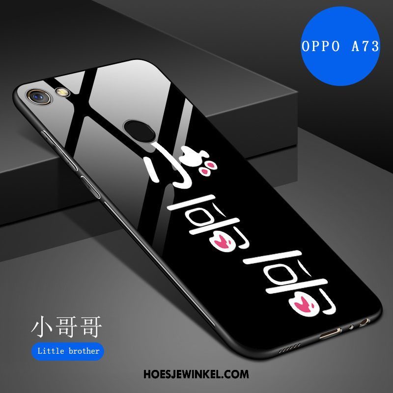 Oppo A73 Hoesje Wit Spotprent Siliconen, Oppo A73 Hoesje Spiegel Kunst