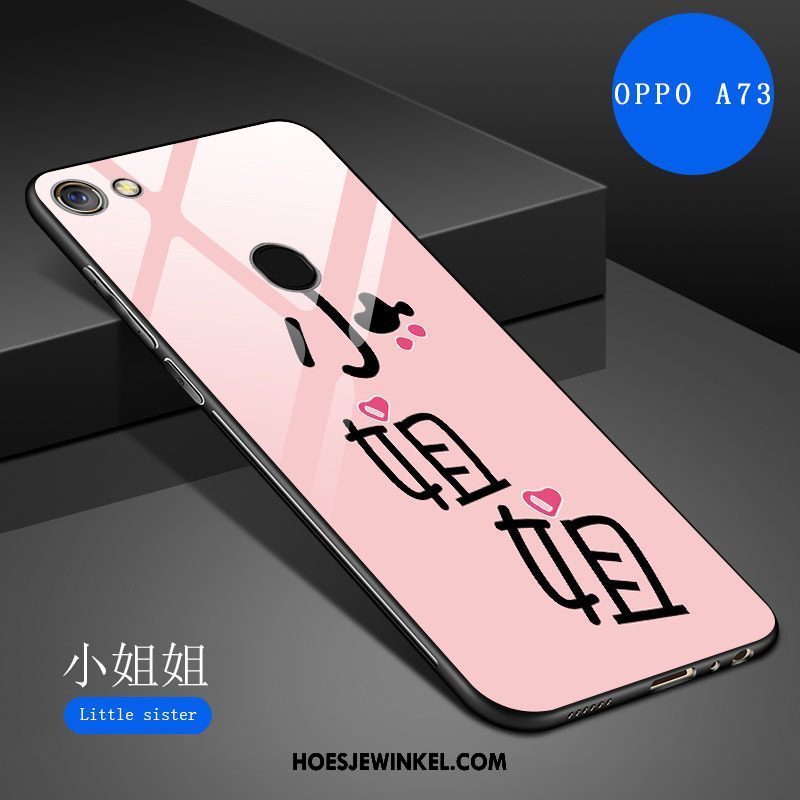 Oppo A73 Hoesje Wit Spotprent Siliconen, Oppo A73 Hoesje Spiegel Kunst