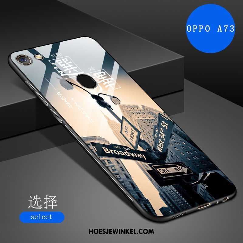 Oppo A73 Hoesje Wit Spotprent Siliconen, Oppo A73 Hoesje Spiegel Kunst