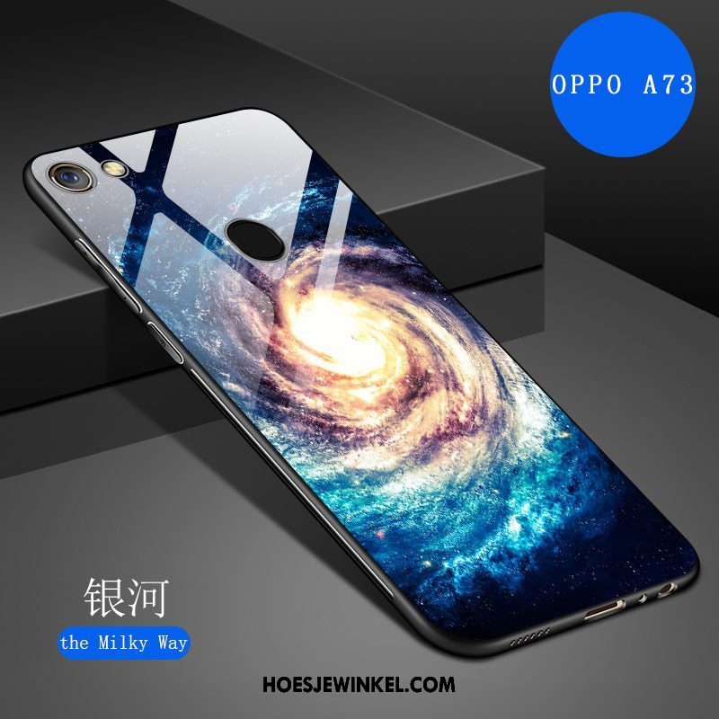 Oppo A73 Hoesje Wit Spotprent Siliconen, Oppo A73 Hoesje Spiegel Kunst