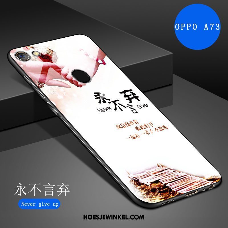 Oppo A73 Hoesje Wit Spotprent Siliconen, Oppo A73 Hoesje Spiegel Kunst