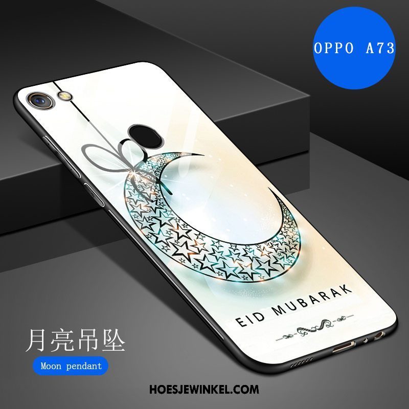 Oppo A73 Hoesje Wit Spotprent Siliconen, Oppo A73 Hoesje Spiegel Kunst