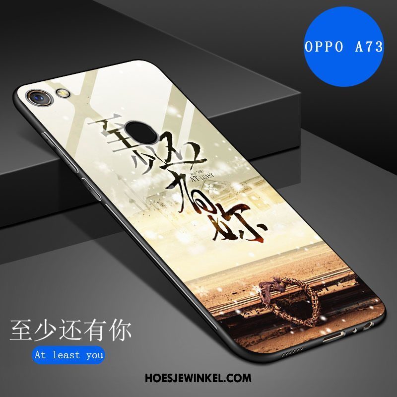 Oppo A73 Hoesje Wit Spotprent Siliconen, Oppo A73 Hoesje Spiegel Kunst