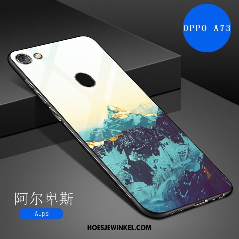 Oppo A73 Hoesje Wit Spotprent Siliconen, Oppo A73 Hoesje Spiegel Kunst