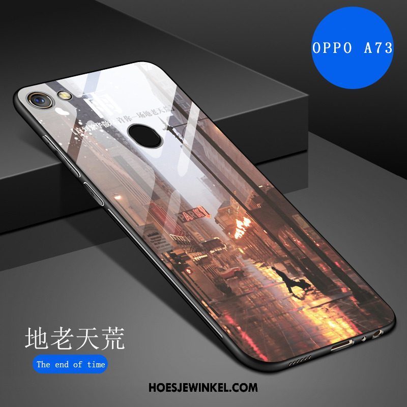 Oppo A73 Hoesje Wit Spotprent Siliconen, Oppo A73 Hoesje Spiegel Kunst