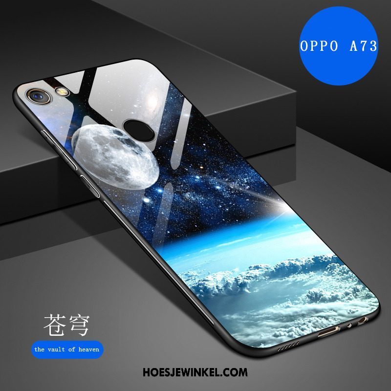 Oppo A73 Hoesje Wit Spotprent Siliconen, Oppo A73 Hoesje Spiegel Kunst