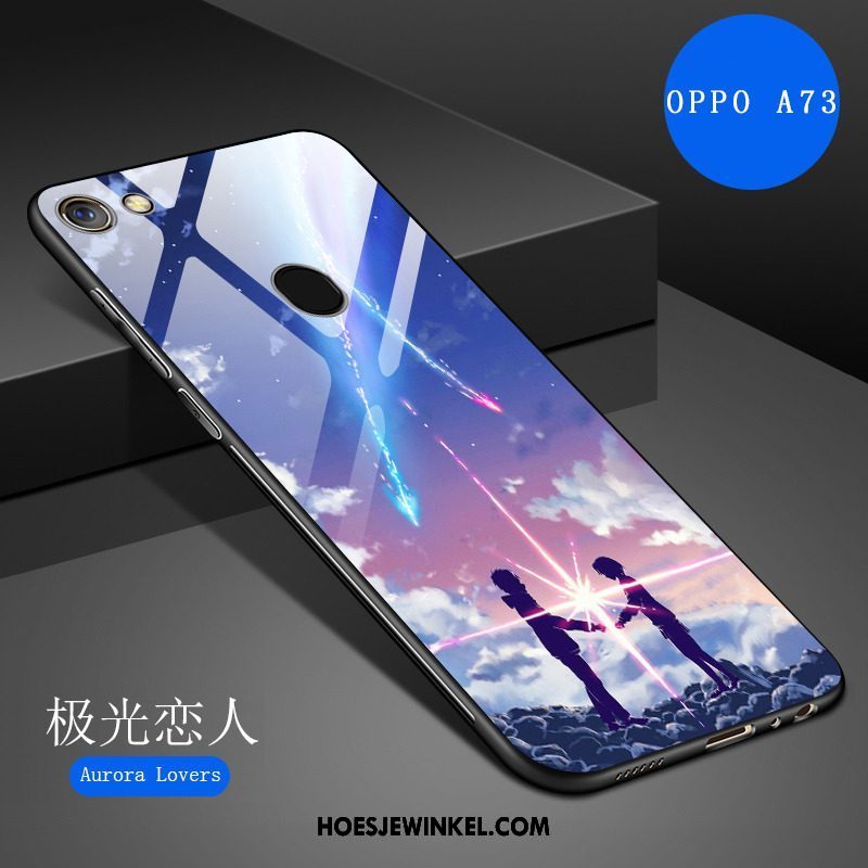 Oppo A73 Hoesje Wit Spotprent Siliconen, Oppo A73 Hoesje Spiegel Kunst