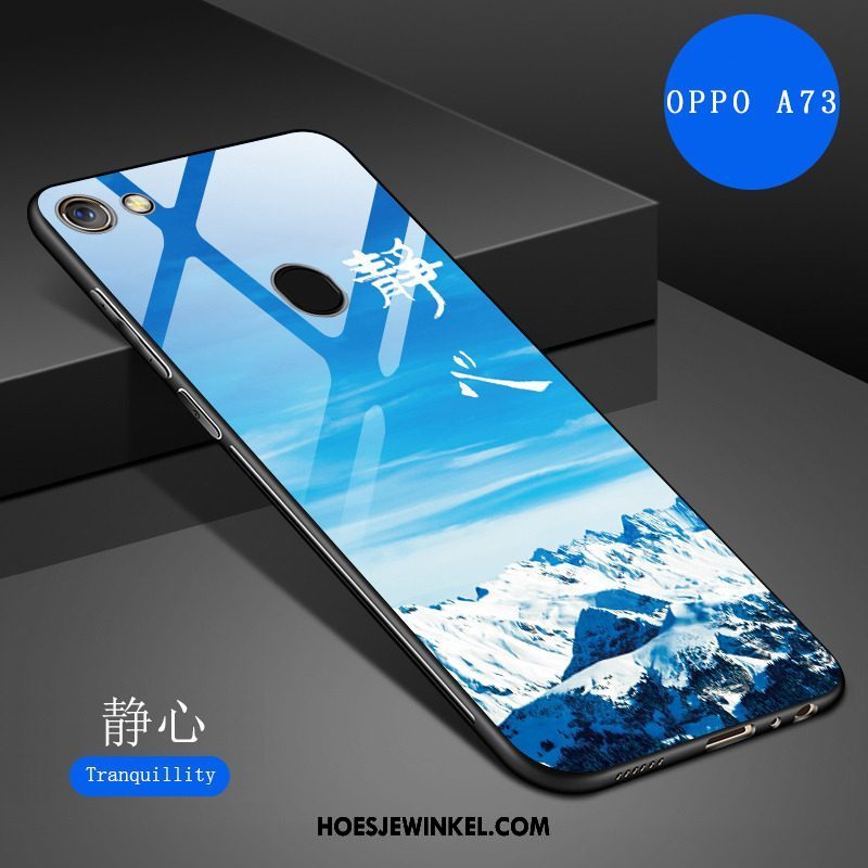 Oppo A73 Hoesje Wit Spotprent Siliconen, Oppo A73 Hoesje Spiegel Kunst