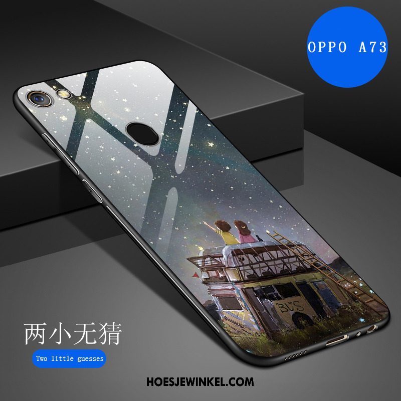 Oppo A73 Hoesje Wit Spotprent Siliconen, Oppo A73 Hoesje Spiegel Kunst