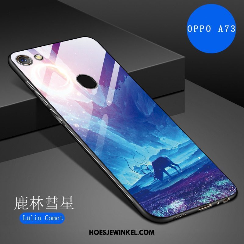 Oppo A73 Hoesje Wit Spotprent Siliconen, Oppo A73 Hoesje Spiegel Kunst