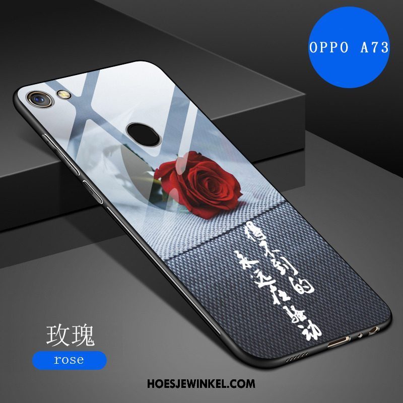 Oppo A73 Hoesje Wit Spotprent Siliconen, Oppo A73 Hoesje Spiegel Kunst