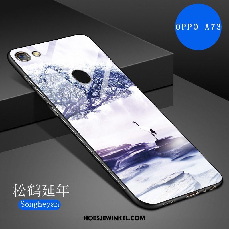 Oppo A73 Hoesje Wit Spotprent Siliconen, Oppo A73 Hoesje Spiegel Kunst