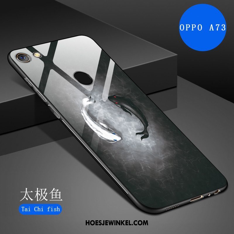 Oppo A73 Hoesje Wit Spotprent Siliconen, Oppo A73 Hoesje Spiegel Kunst