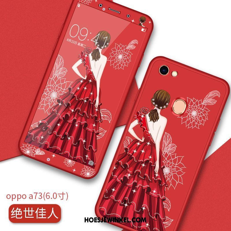 Oppo A73 Hoesje Zacht Anti-fall Siliconen, Oppo A73 Hoesje Trend Net Red