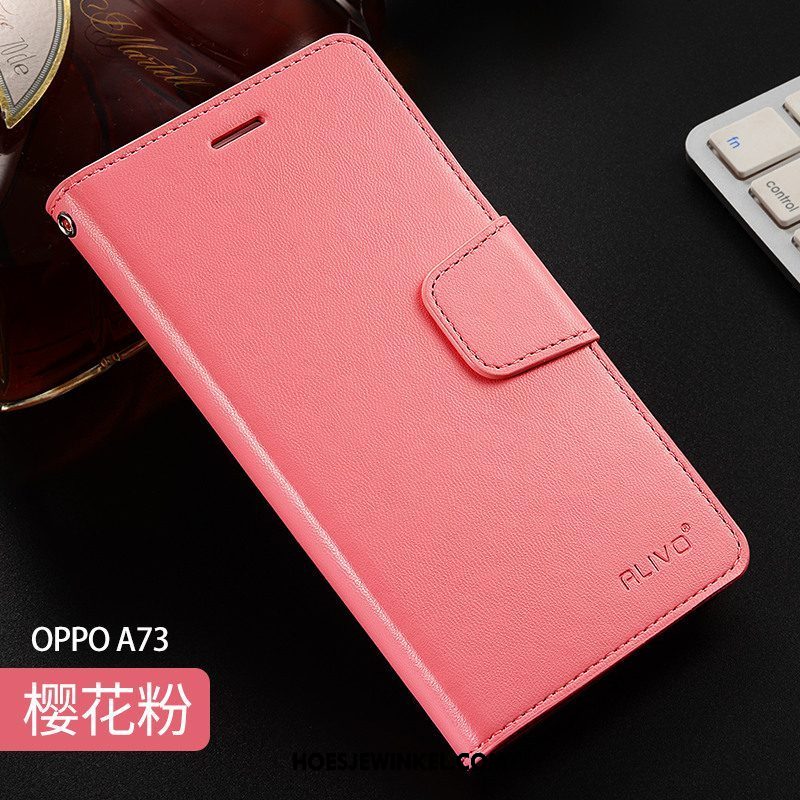 Oppo A73 Hoesje Zacht Leren Etui Purper, Oppo A73 Hoesje Anti-fall Clamshell