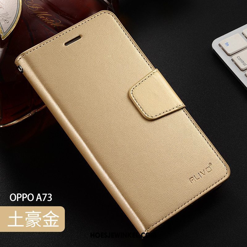 Oppo A73 Hoesje Zacht Leren Etui Purper, Oppo A73 Hoesje Anti-fall Clamshell