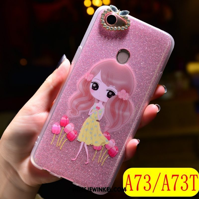Oppo A73 Hoesje Zacht Trend Roze, Oppo A73 Hoesje Met Strass Mobiele Telefoon
