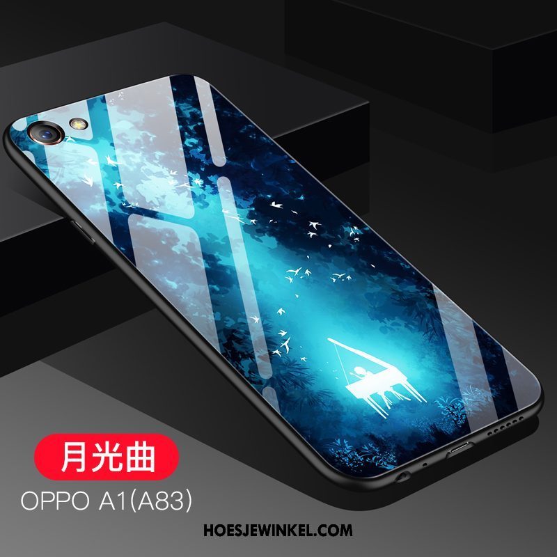 Oppo A83 Hoesje Glas Spotprent Mode, Oppo A83 Hoesje Anti-fall Schrobben