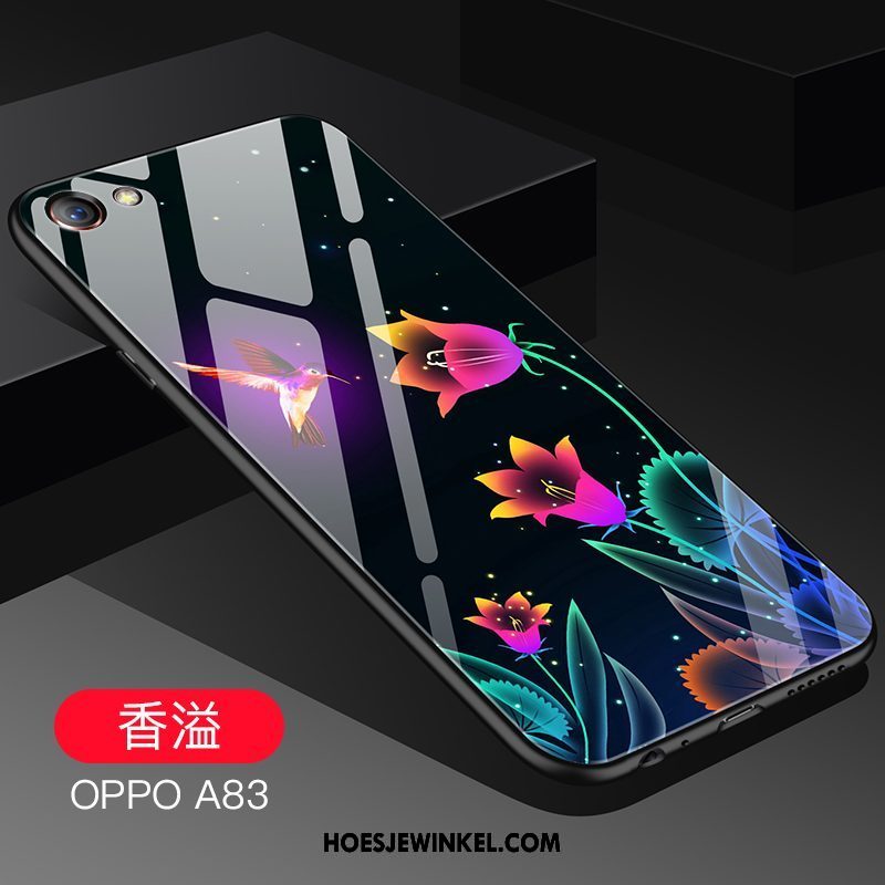 Oppo A83 Hoesje Glas Spotprent Mode, Oppo A83 Hoesje Anti-fall Schrobben