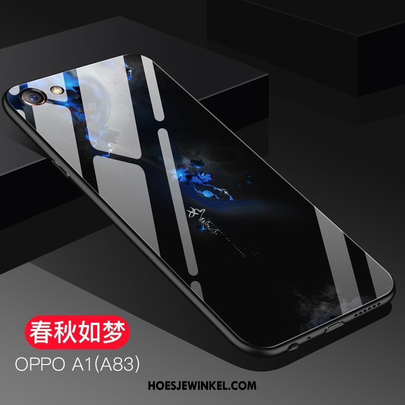 Oppo A83 Hoesje Glas Spotprent Mode, Oppo A83 Hoesje Anti-fall Schrobben