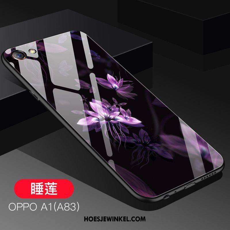 Oppo A83 Hoesje Glas Spotprent Mode, Oppo A83 Hoesje Anti-fall Schrobben