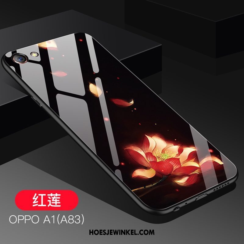 Oppo A83 Hoesje Glas Spotprent Mode, Oppo A83 Hoesje Anti-fall Schrobben