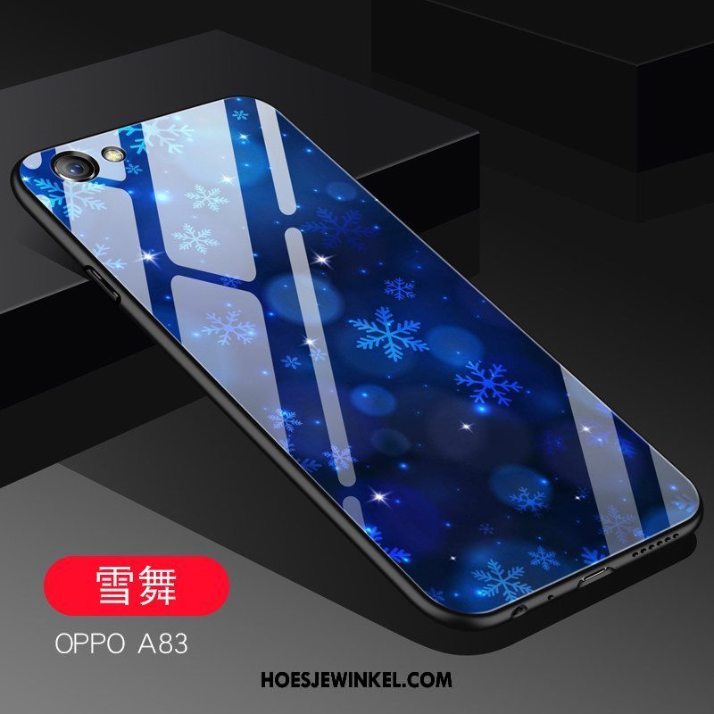 Oppo A83 Hoesje Glas Spotprent Mode, Oppo A83 Hoesje Anti-fall Schrobben