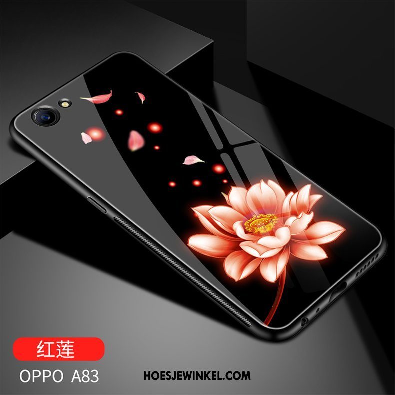 Oppo A83 Hoesje Zwart Mobiele Telefoon Skärmskydd, Oppo A83 Hoesje Tempereren Glas