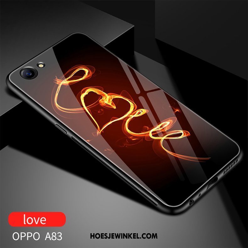 Oppo A83 Hoesje Zwart Mobiele Telefoon Skärmskydd, Oppo A83 Hoesje Tempereren Glas