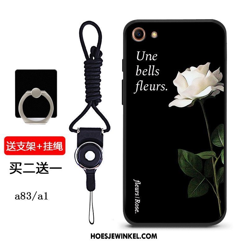 Oppo A83 Hoesje Zwart Schrobben Hoes, Oppo A83 Hoesje Trend Anti-fall