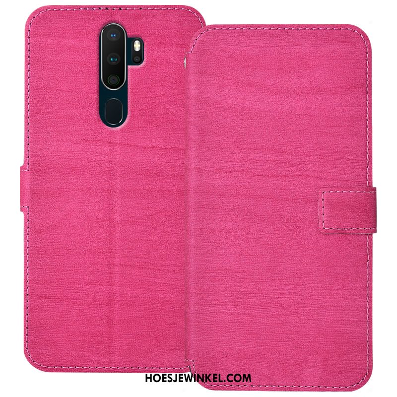 Oppo A9 2020 Hoesje Anti-fall Folio Leren Etui, Oppo A9 2020 Hoesje Hanger Mobiele Telefoon