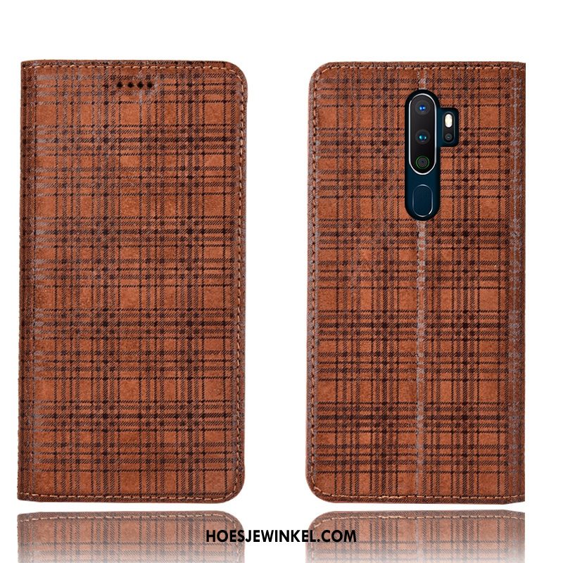 Oppo A9 2020 Hoesje Fluweel Leren Etui Mobiele Telefoon, Oppo A9 2020 Hoesje Grijs Bescherming