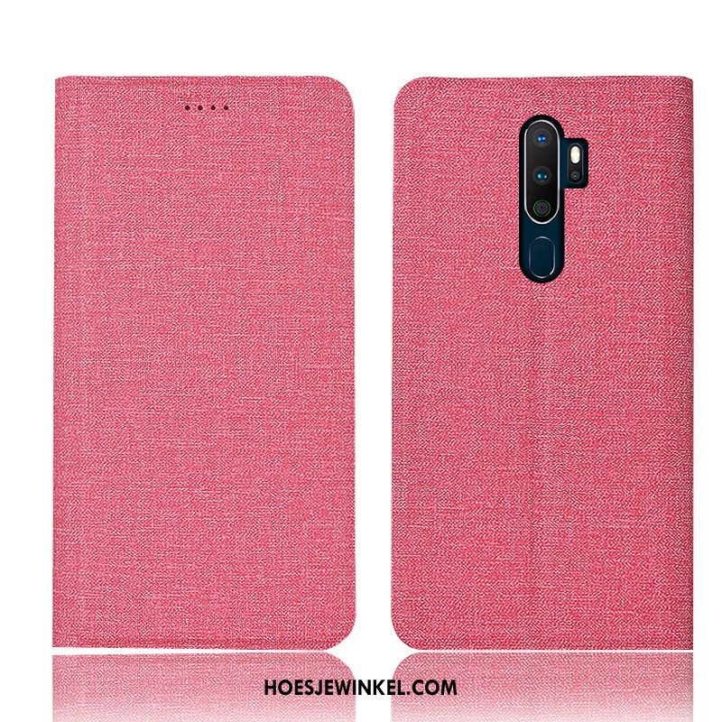 Oppo A9 2020 Hoesje Folio Hoes Leren Etui, Oppo A9 2020 Hoesje Roze Bescherming