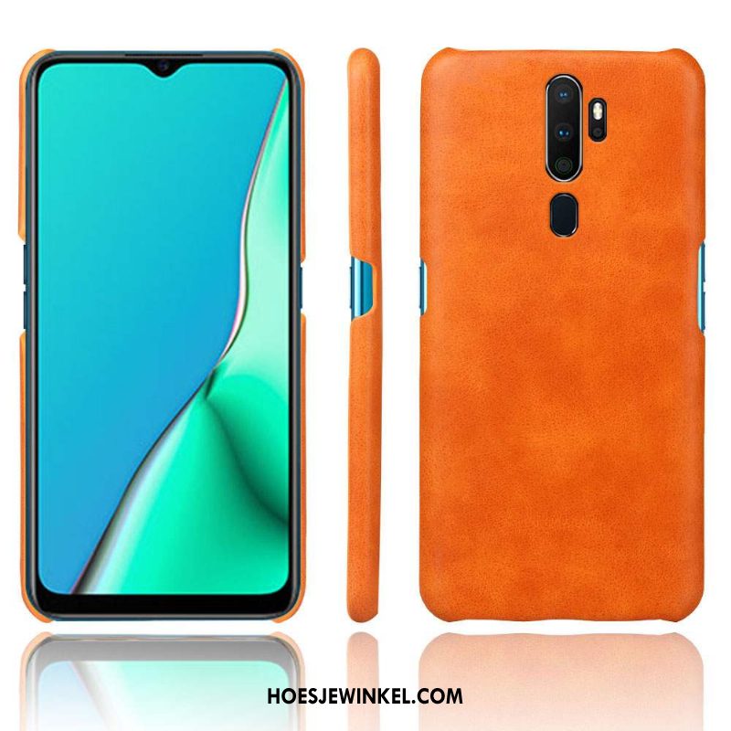 Oppo A9 2020 Hoesje Hoes Kwaliteit Eenvoudige, Oppo A9 2020 Hoesje Leer Bescherming Orange