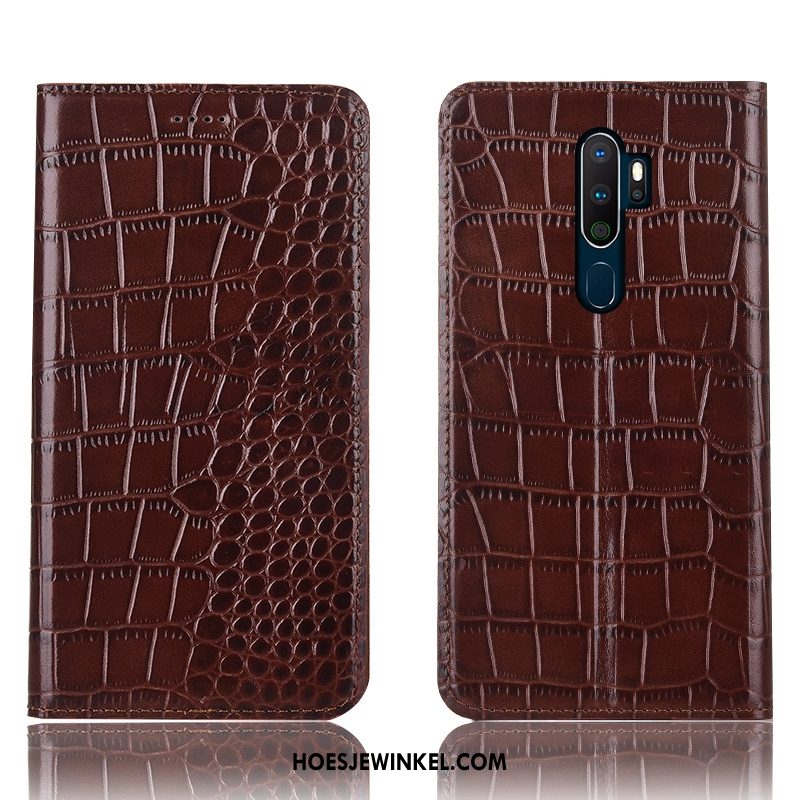 Oppo A9 2020 Hoesje Leren Etui Mobiele Telefoon Bescherming, Oppo A9 2020 Hoesje Anti-fall Hoes