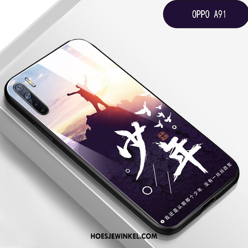 Oppo A91 Hoesje Bescherming Trend Mobiele Telefoon, Oppo A91 Hoesje Hoes Glas