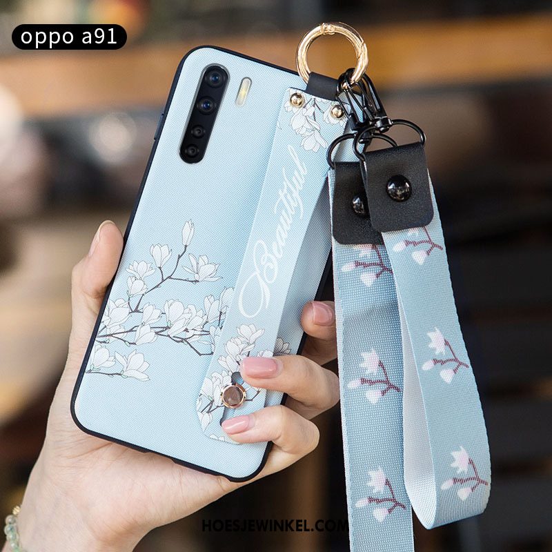 Oppo A91 Hoesje Eenvoudige Trend All Inclusive, Oppo A91 Hoesje Vers Blauw