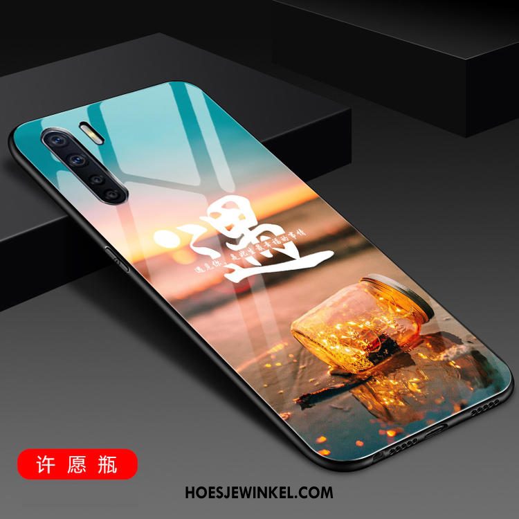 Oppo A91 Hoesje Hoes Mode Glas, Oppo A91 Hoesje Mobiele Telefoon Scheppend